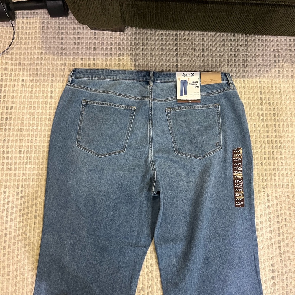 Seven7 NEW Loose Straight Leg Jean Women 22W Denim High Rise Authentic - Picture 4 of 8